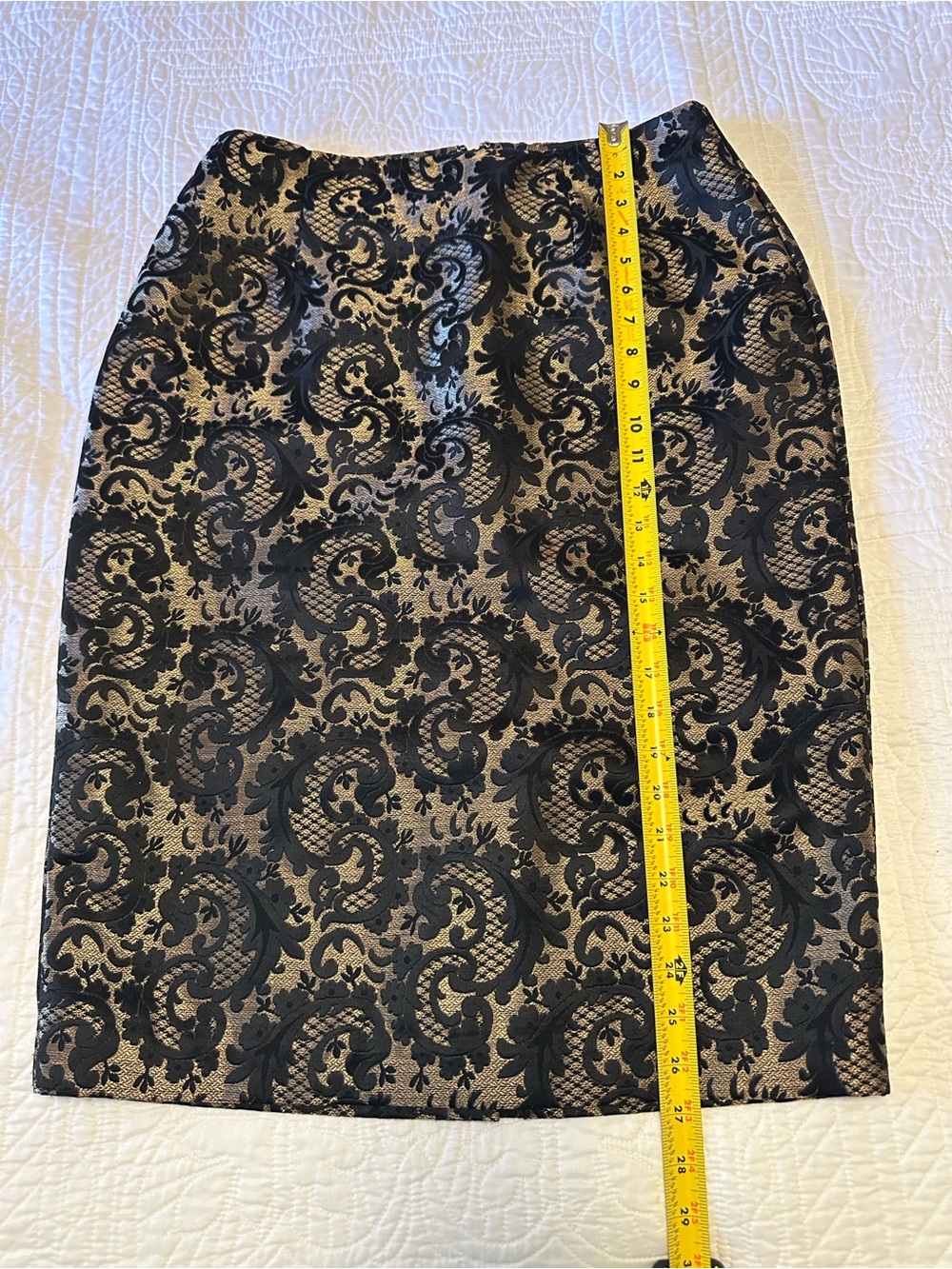 Worthington Black Lace-Overlay Pencil Skirt on Gold Base - Picture 2 of 8
